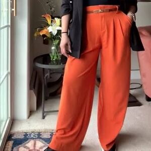 Halara High Rise Wide Leg Trouser In Orange Size XL